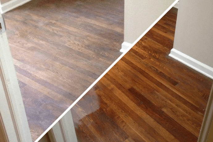 hardwood-floor-refinishing Hardwood Floor Refinishing Before and After Photo at James Island SC