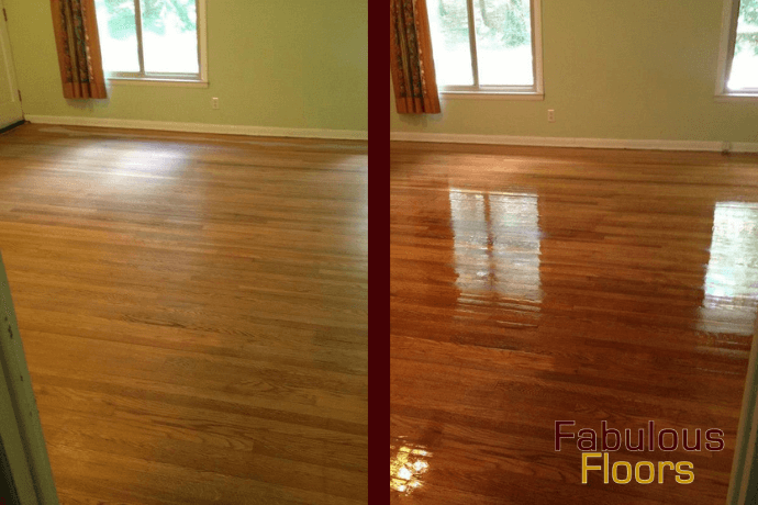 Before and after image of Hardwood Refinishing job in Goose Creek SC
