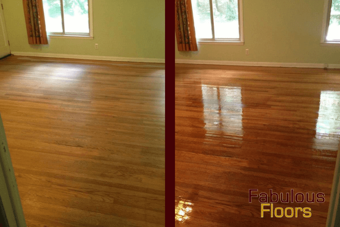 hardwood floor refinishing folly beach Before and after image of Hardwood Refinishing job in Goose Creek SC