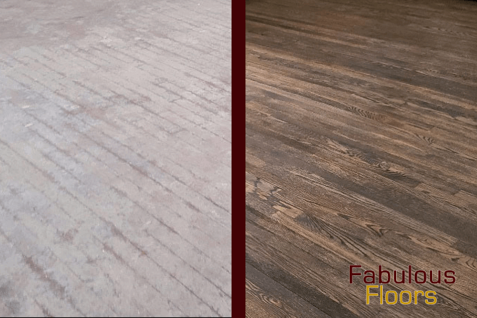 before and after hardwood floor refinishing in charleston