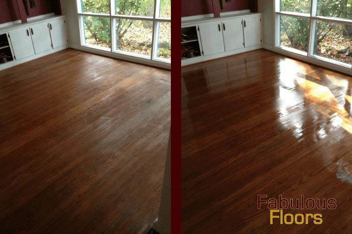 before and after hardwood floor resurfacing in the Charleston area