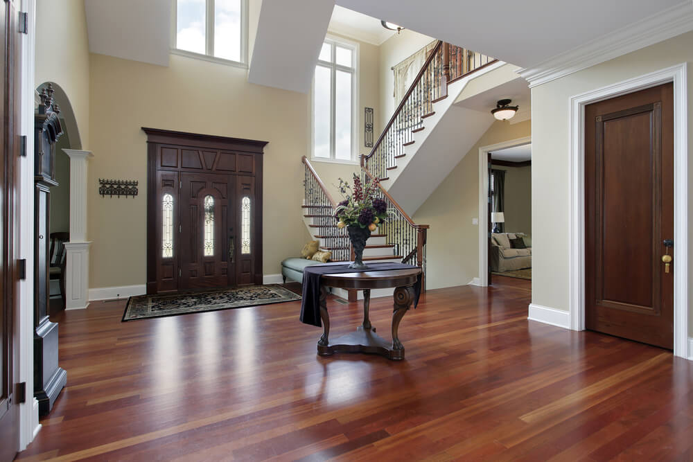 A hardwood floor in the entry way of a Sangaree home