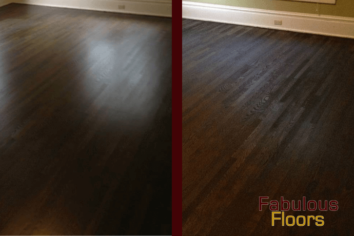 Before and after hardwood floor resurfacing in Hollywood, SC