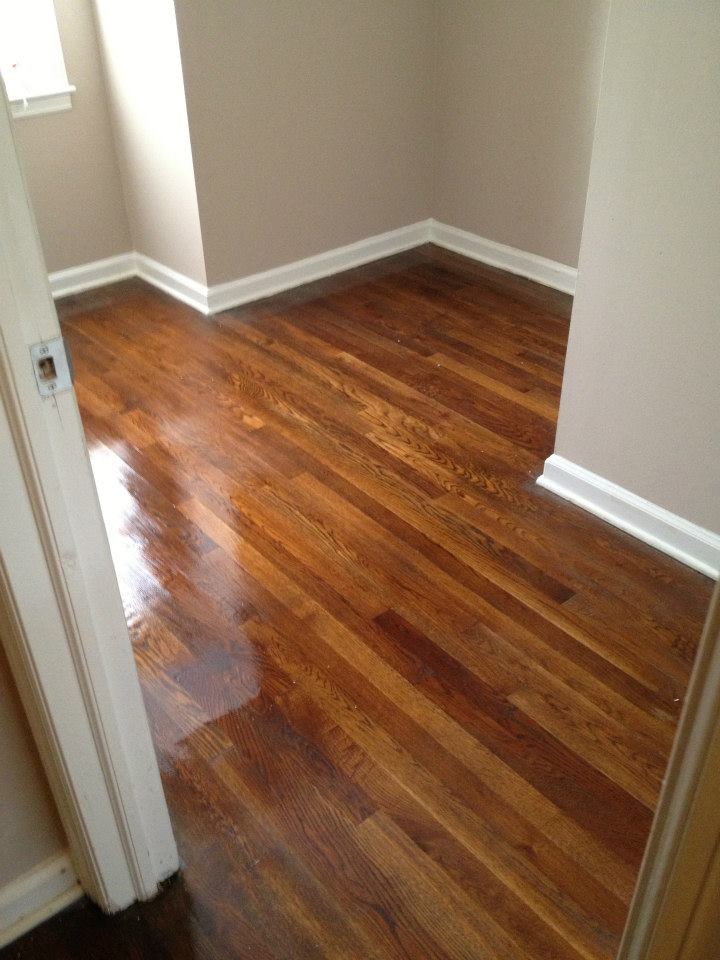 A hardwood floor after being refinished in charleston