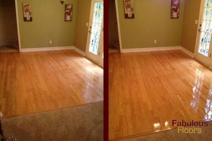 before and after a floor resurfacing service in ravenel, sc