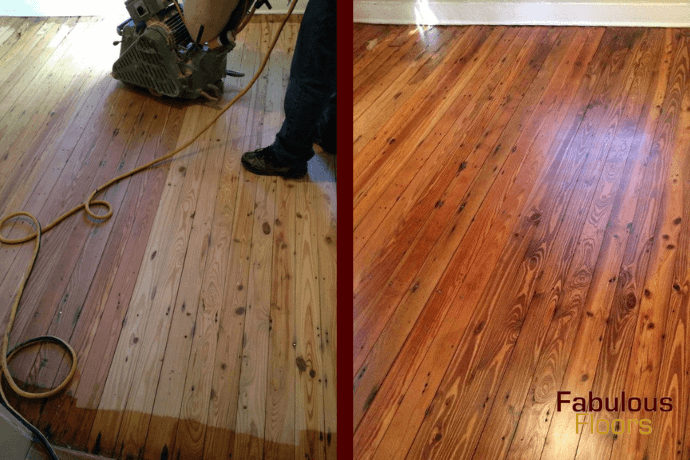 North Charleston hardwood refinishing before and after image