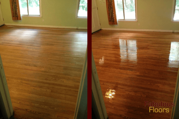 before and after a floor refinishing service in awendaw, sc